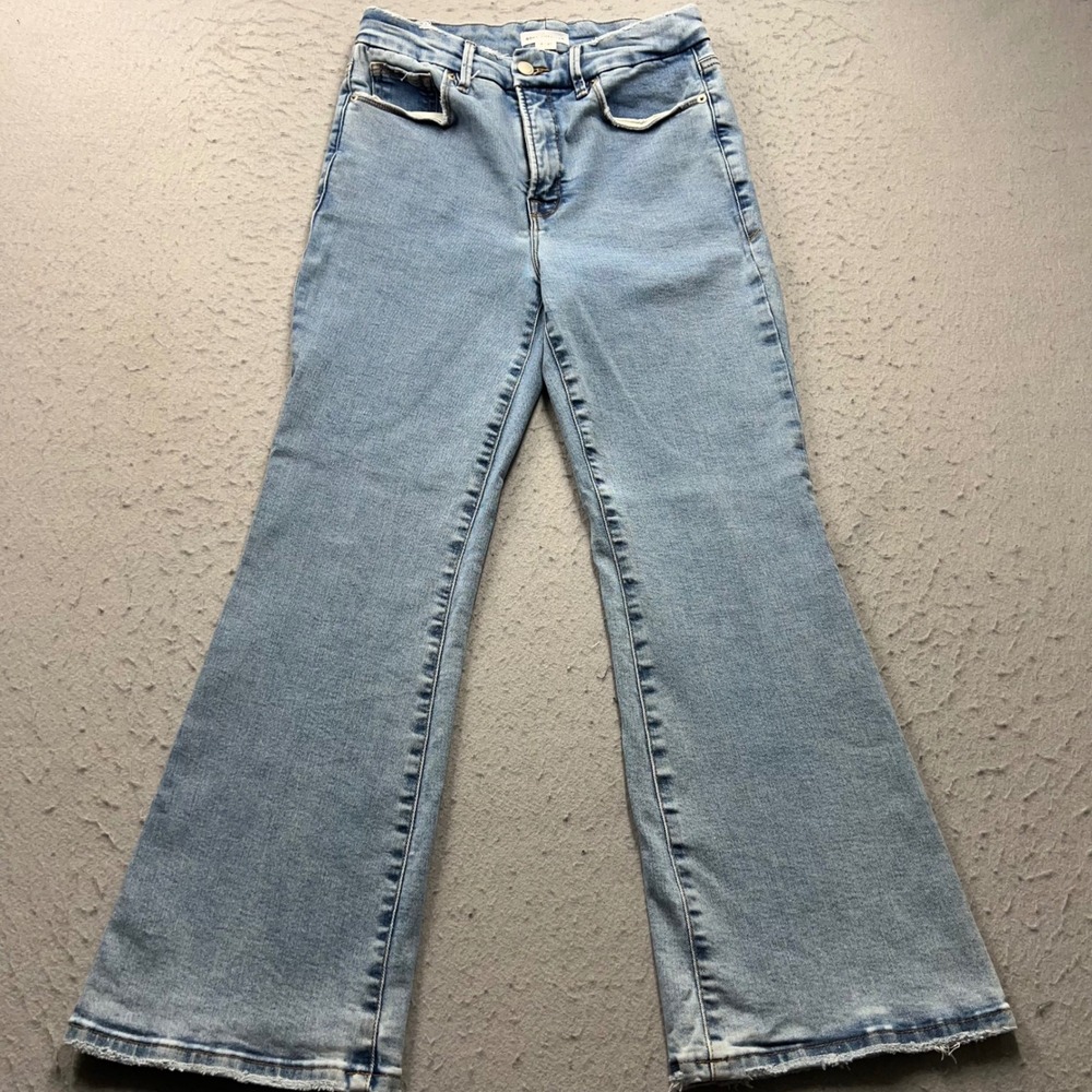 Good American Good Legs Crop Mini Boot Jeans Light Wash Blue 4/27 GLCB160TEE